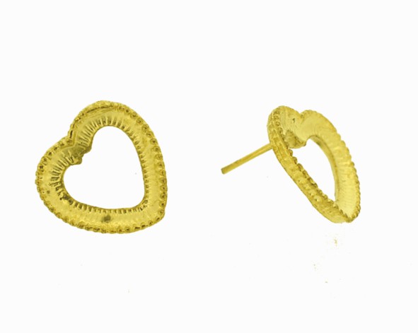 Brinco pino coração vazado dourado - 17 mm (par) MT-731